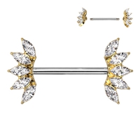 Tepelpiercing 5 Marquise Crystals Fan Ends 1.6x14