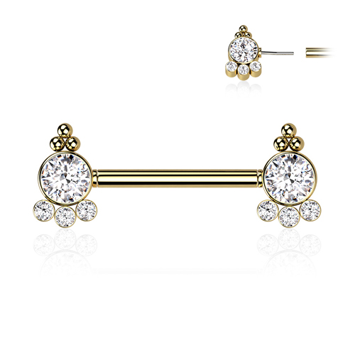 Piercing PVD sierlijk 4ball en cluster beide zijdes 1.6x14 Piercing PVD sierlijk 4ball en cluster beide zijdes 1.6x14