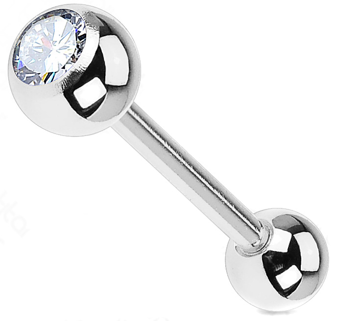 Tongpiercing titanium Jewelled Barbell 1.6 Tongpiercing titanium Jewelled Barbell 1.6