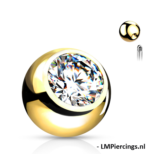 Balletje chirurgisch staal met ingelegd steentje 1.2 Balletje chirurgisch staal met ingelegd steentje 1.2