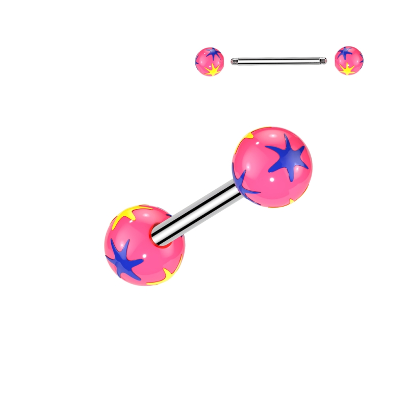 Piercing gekleurde sterren 1.6x16 - roze Piercing gekleurde sterren 1.6x16 - roze