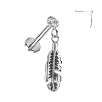 Piercing veertje hanger push in 1.2x8