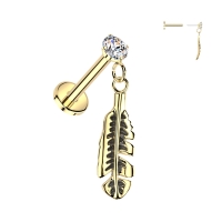 Piercing veertje hanger push in 1.2x8