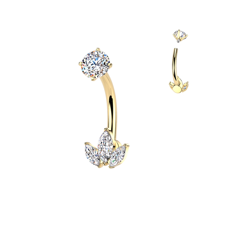 Navelpiercing PVD Marquise intern schroefdraad Navelpiercing PVD Marquise intern schroefdraad