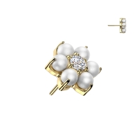 Parel flower TOP - Titanium - Threadless Push In