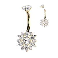 Navelpiercing titanium flower - goud
