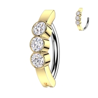 Piercing ovaal met 3 steentjes center