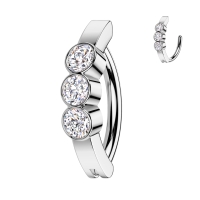 Piercing ovaal met 3 steentjes center