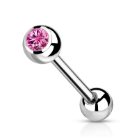 Tongpiercing titanium Jewelled Barbell 1.6x16x5