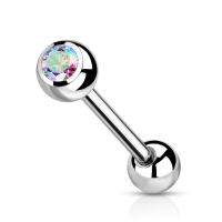 Tongpiercing titanium Jewelled Barbell 1.6x16x5