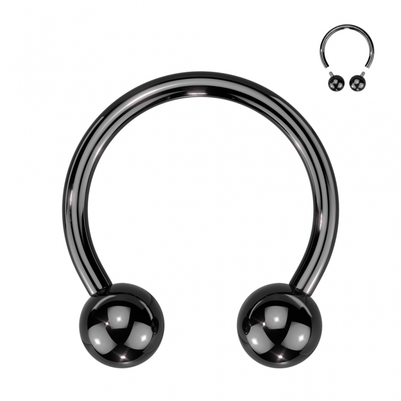 Piercing titanium horseshoe rond basis 1.6x12 - zwart Piercing titanium horseshoe rond basis 1.6x12 - zwart