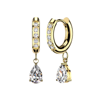 Oorbellen CZ hanger met teardrop 0.8x8