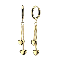 Oorbellen 2 hanger met hartjes 0.8x10