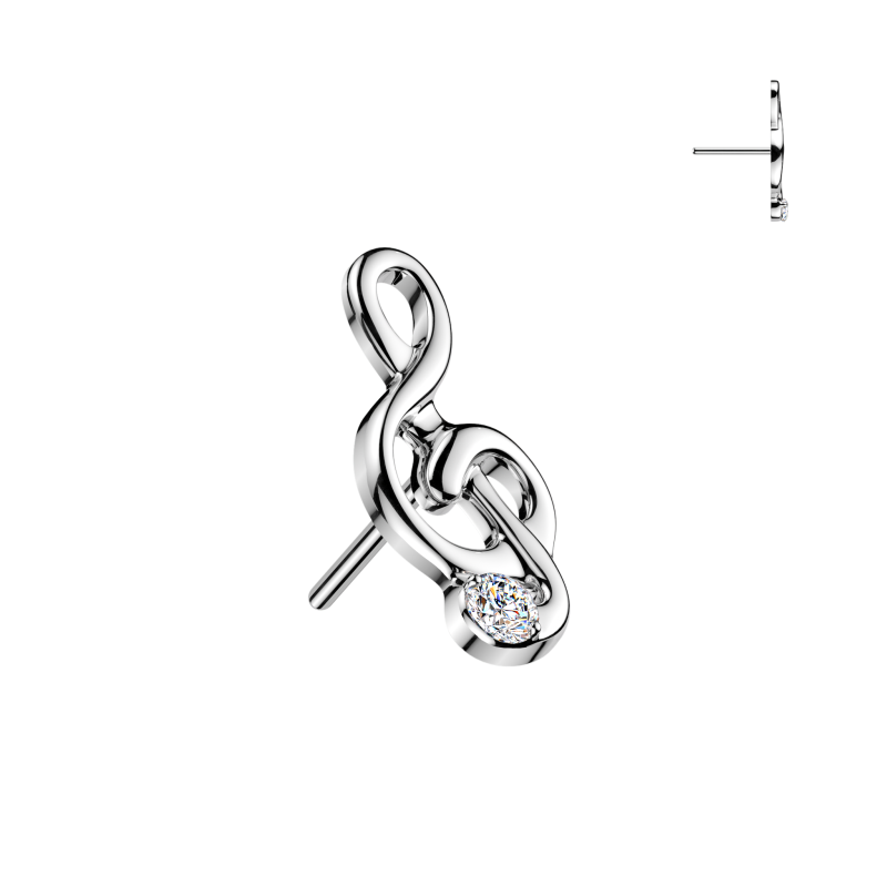 Piercing TOP titanium Threadless Push In muziek nootje - zilver Piercing TOP titanium Threadless Push In muziek nootje - zilver