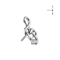Piercing TOP titanium Threadless Push In muziek nootje