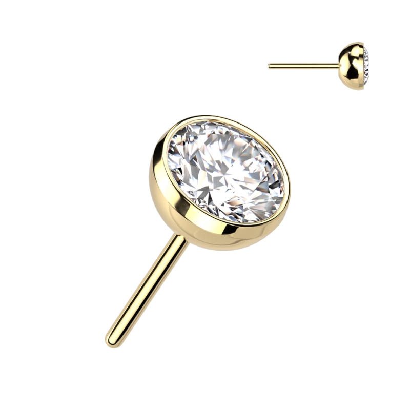 Piercing titanium TOP steentje 5 mm push in - goud Piercing titanium TOP steentje 5 mm push in - goud