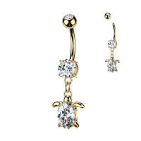 Navelpiercing steen met hanger schildpad