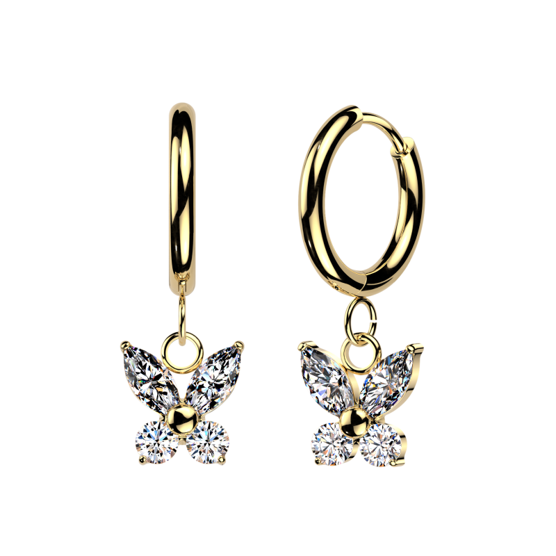 Oorbel vlinder PVD hanger 0.8x10 - goud Oorbel vlinder PVD hanger 0.8x10 - goud