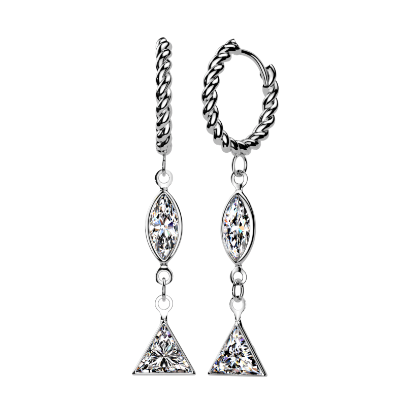 Oorbellen ringetje twisted rope met hangertje 0.8x10 - zilver Oorbellen ringetje twisted rope met hangertje 0.8x10 - zilver