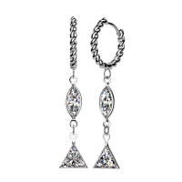 Oorbellen ringetje twisted rope met hangertje 0.8x10