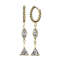 Oorbellen ringetje twisted rope met hangertje 0.8x10