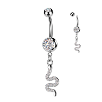 Navelpiercing PVD hanger slang met steentjes
