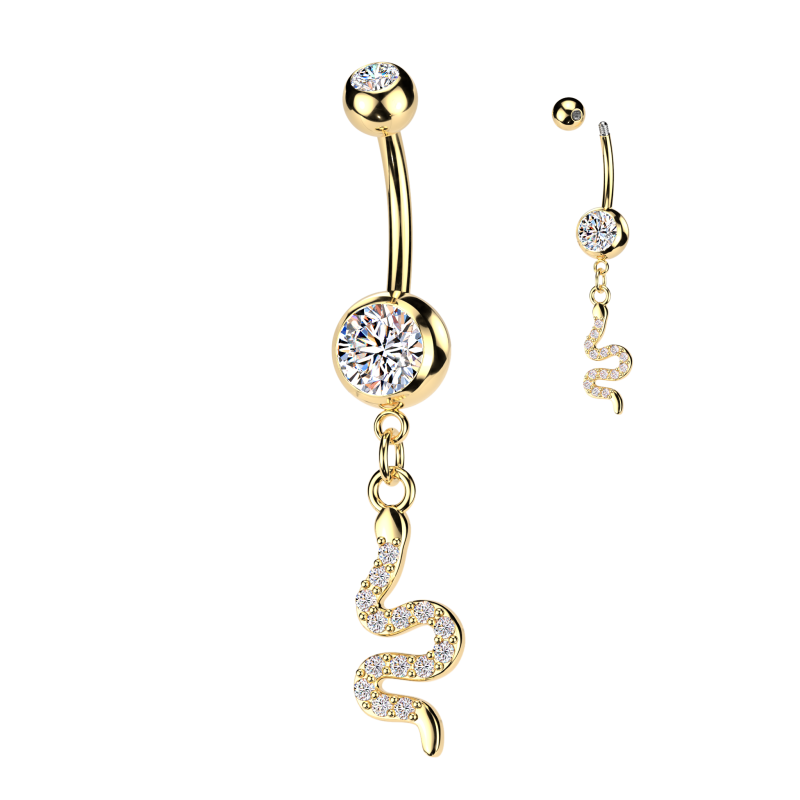 Navelpiercing PVD hanger slang met steentjes Navelpiercing PVD hanger slang met steentjes