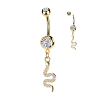 Navelpiercing PVD hanger slang met steentjes