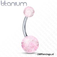 Navelpiercing titanium spikkel roze