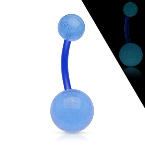Navelpiercing flexibele bio plast glow in the dark blauw