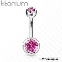 Piercing titanium steen roze klein
