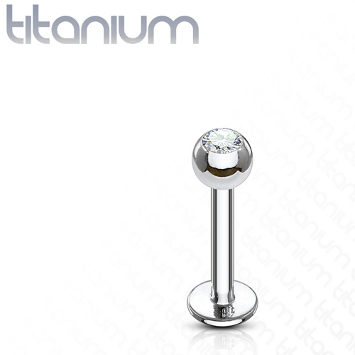 piercing titanium wit steentje 1.2x8