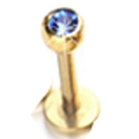 piercing steentje blauw gold plated