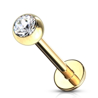 piercing steentje wit gold plated