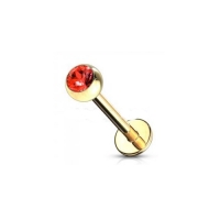 piercing steentje rood gold plated