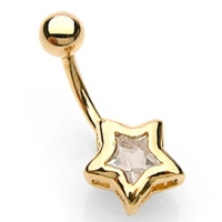 Navelpiercing ster gold plated 14kt.